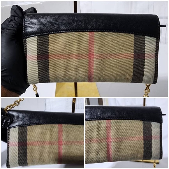 Authentic Burberry Henley Wallet on Chain Leather with House Check Canvas - Picture 10 of 15